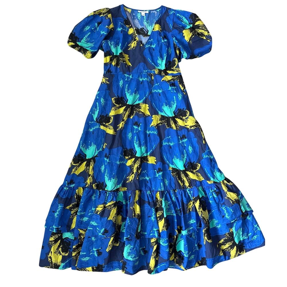 Christopher John Rogers x Target Floral Tiered Puff Sleeve Dress Blue Size 12 - Picture 11 of 12